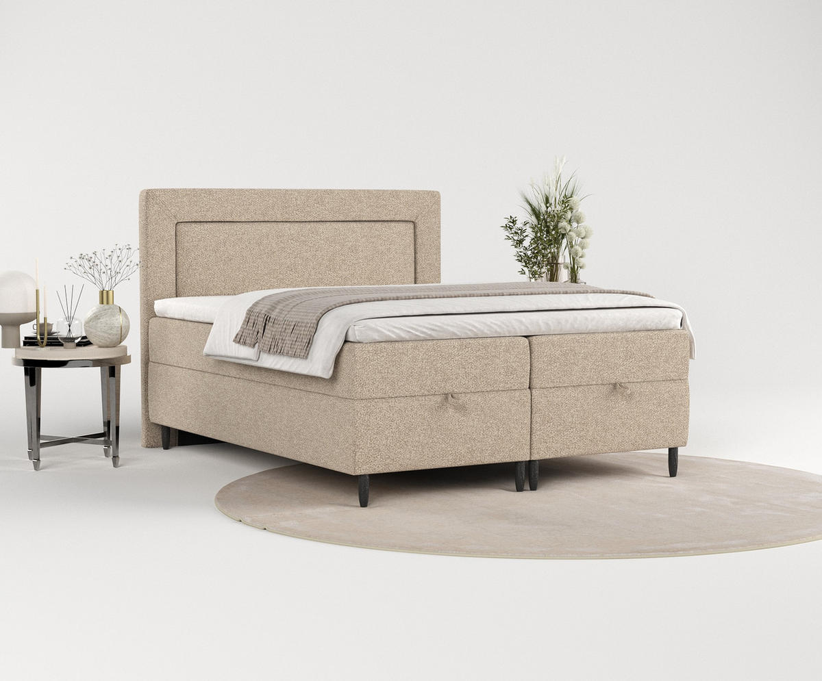BOXBETT Nea Beige 200/200 cm - Beige/Schwarz, Holz/Holzwerkstoff (200/200cm) - Maison de Reve