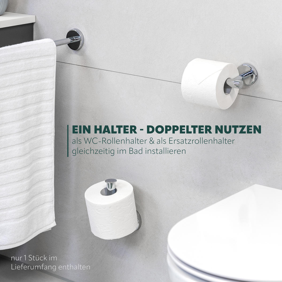 TOILETTENPAPIERHALTER LUCENTE, Edelstahl verchromt - Chromfarben, Metall (15/5.7/9cm) - bremermann