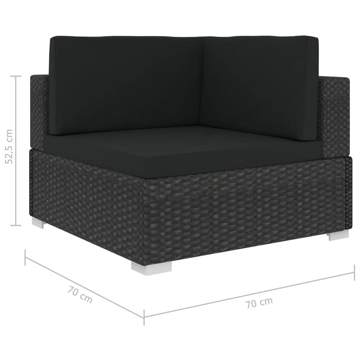 LOUNGEGARNITUR mit Auflagen, aus Poly Rattan, Schwarz, 6-teiliges Set - Schwarz, Kunststoff/Textil - vidaXL