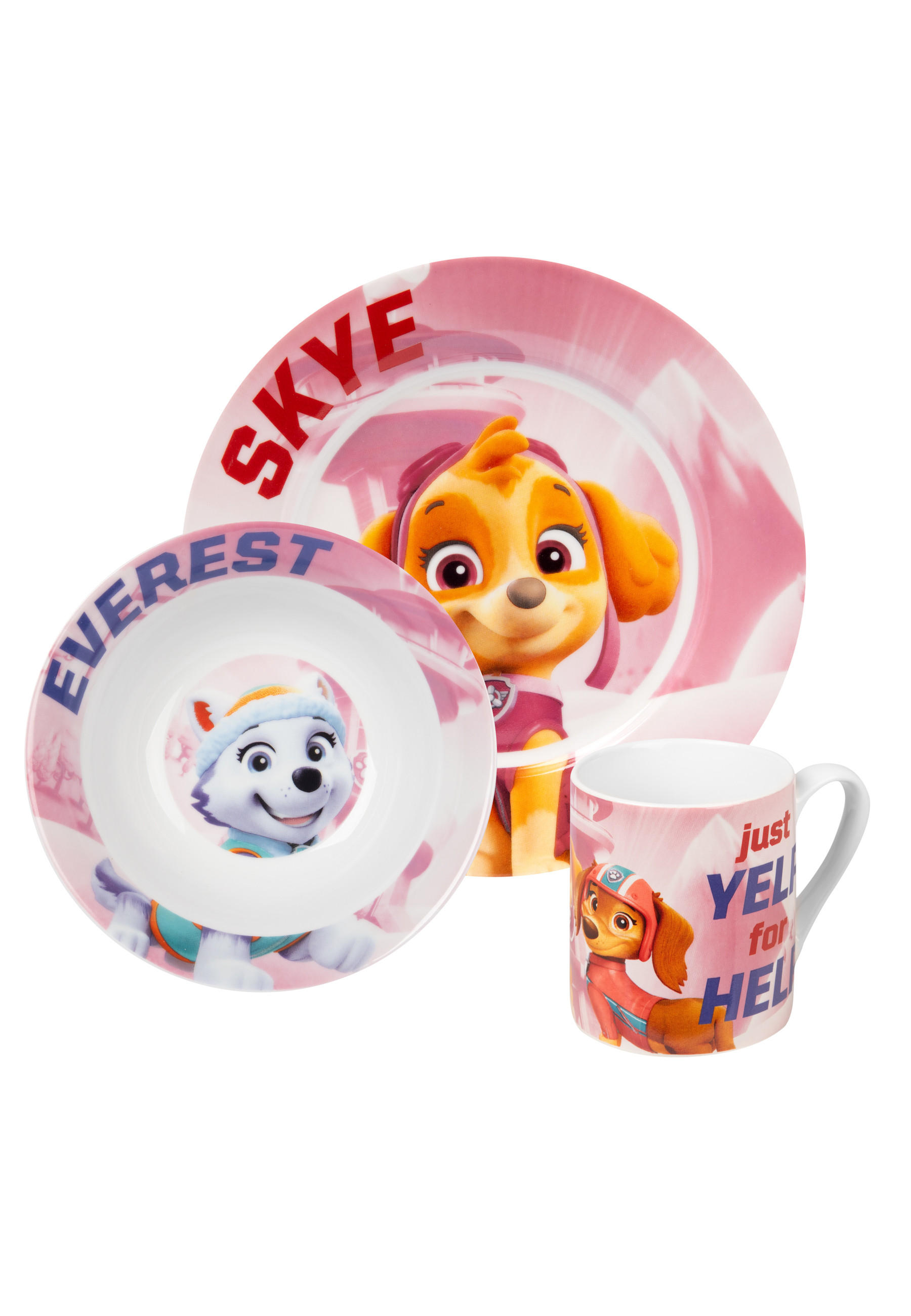 FRÜHSTÜCKSSET Paw Patrol Rosa 3-teilig - Rosa, Keramik (23.8/11.2/23.3cm) - Paw Patrol