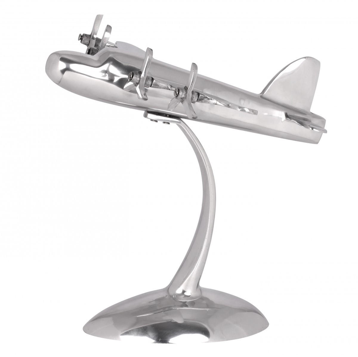 DEKOFIGUR Flugzeugpropeller Aluminium Silber 42x30 cm handgefertigt - Silberfarben, Metall (42/42/30cm) - KADIMA DESIGN