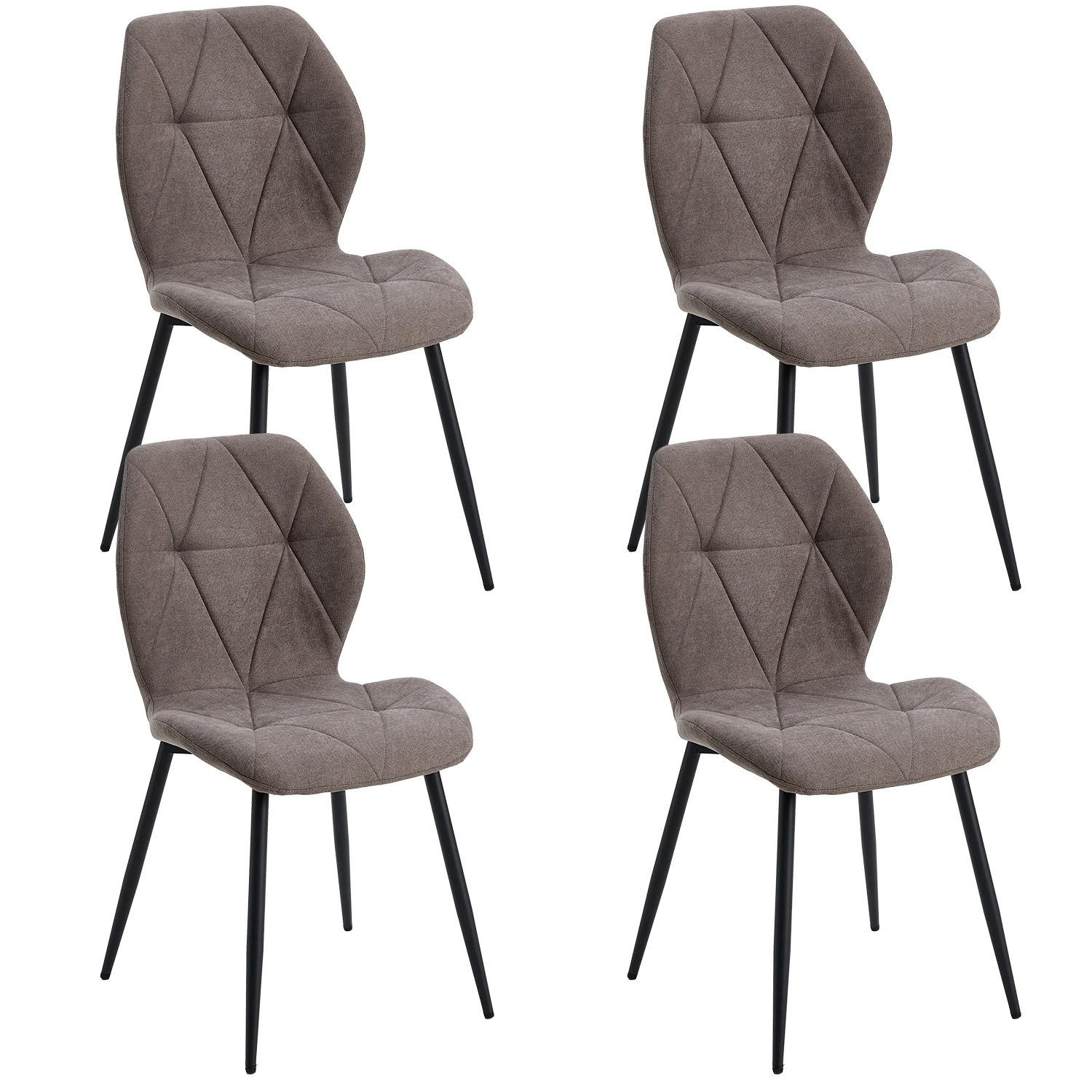 ESSZIMMERSTUHL Leinenstoff Gepolstert Metallbeine Braun 4-teilig - Braun, Textil (48/84/41cm)