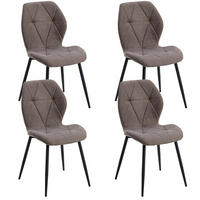 ESSZIMMERSTUHL Leinenstoff Gepolstert Metallbeine Braun 4-teilig - Braun, Textil (48/84/41cm)