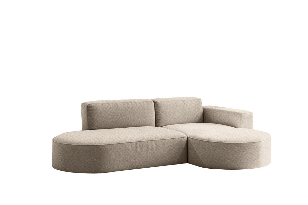 ECKSOFA Modena Studio Falten, Stoff Alpine, Toffee Rechts - Sandfarben, Holz (236/165cm) - Kaiser Möbel