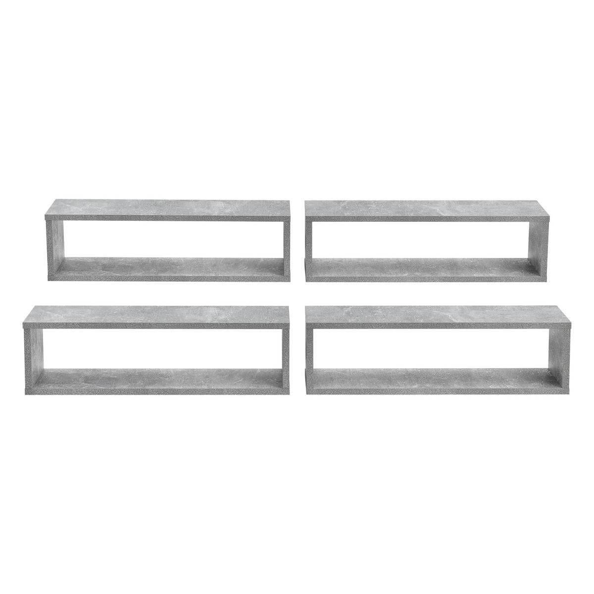WANDREGAL-SET 4 TLG. Fagernes - Grau, Holzwerkstoff (59/17/14.5cm) - [en.casa]