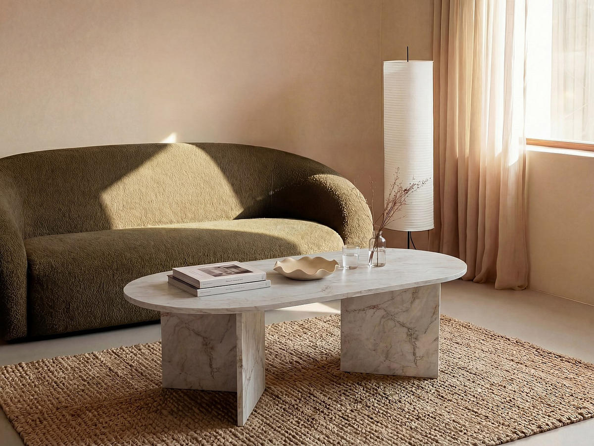 COUCHTISCH - Marmor-Optik Weiß - TOPANIA - Weiß, Holz (60/120/39.6cm) - Vente-Unique