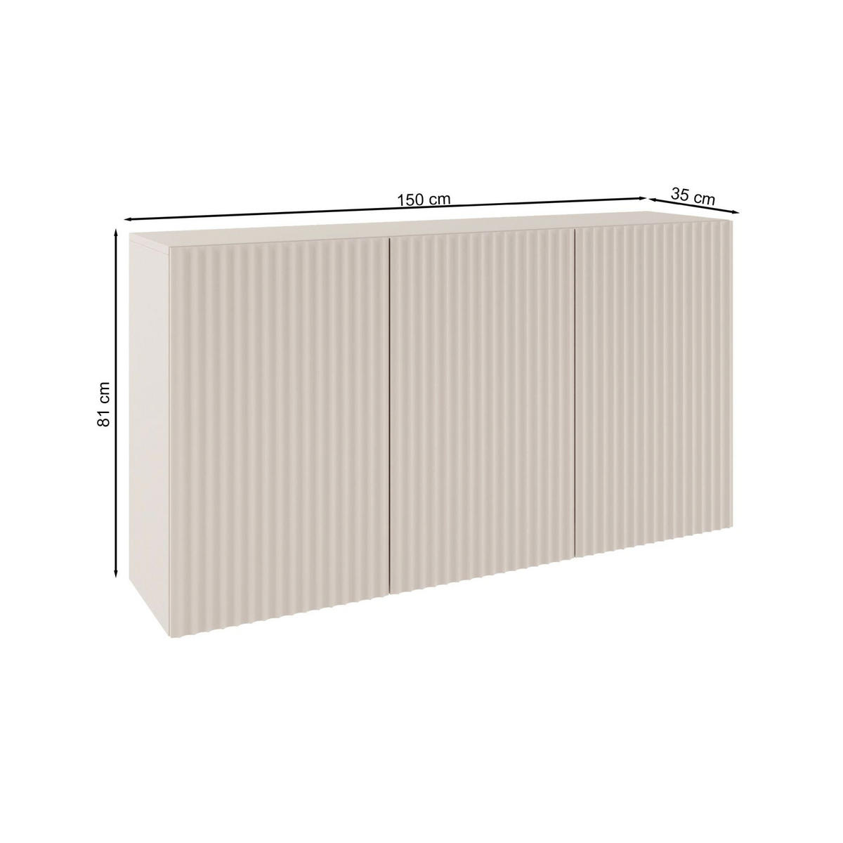 KOMODA Sunds kašmírově béžová 150 cm - béžová/šedohnědá, kompozitní dřevo (150/81/35cm) - Selsey