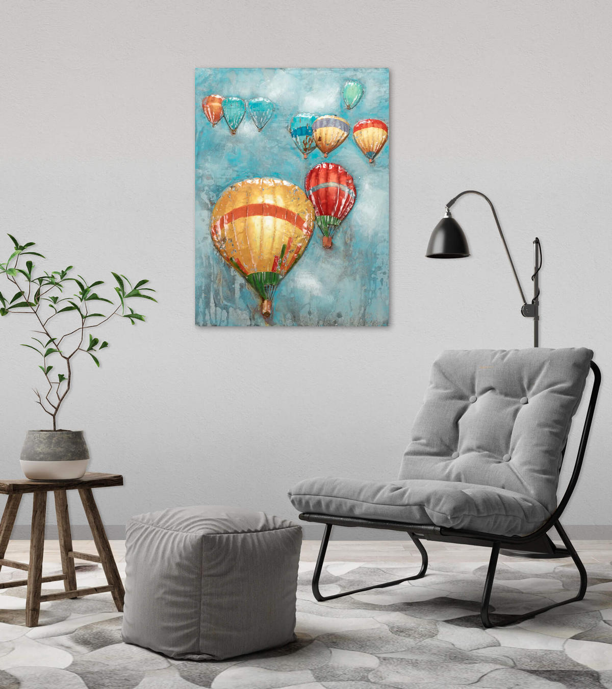 METALLBILD Blau 60/80 cm - Blau, Metall (4/80cm) - KUNSTLOFT