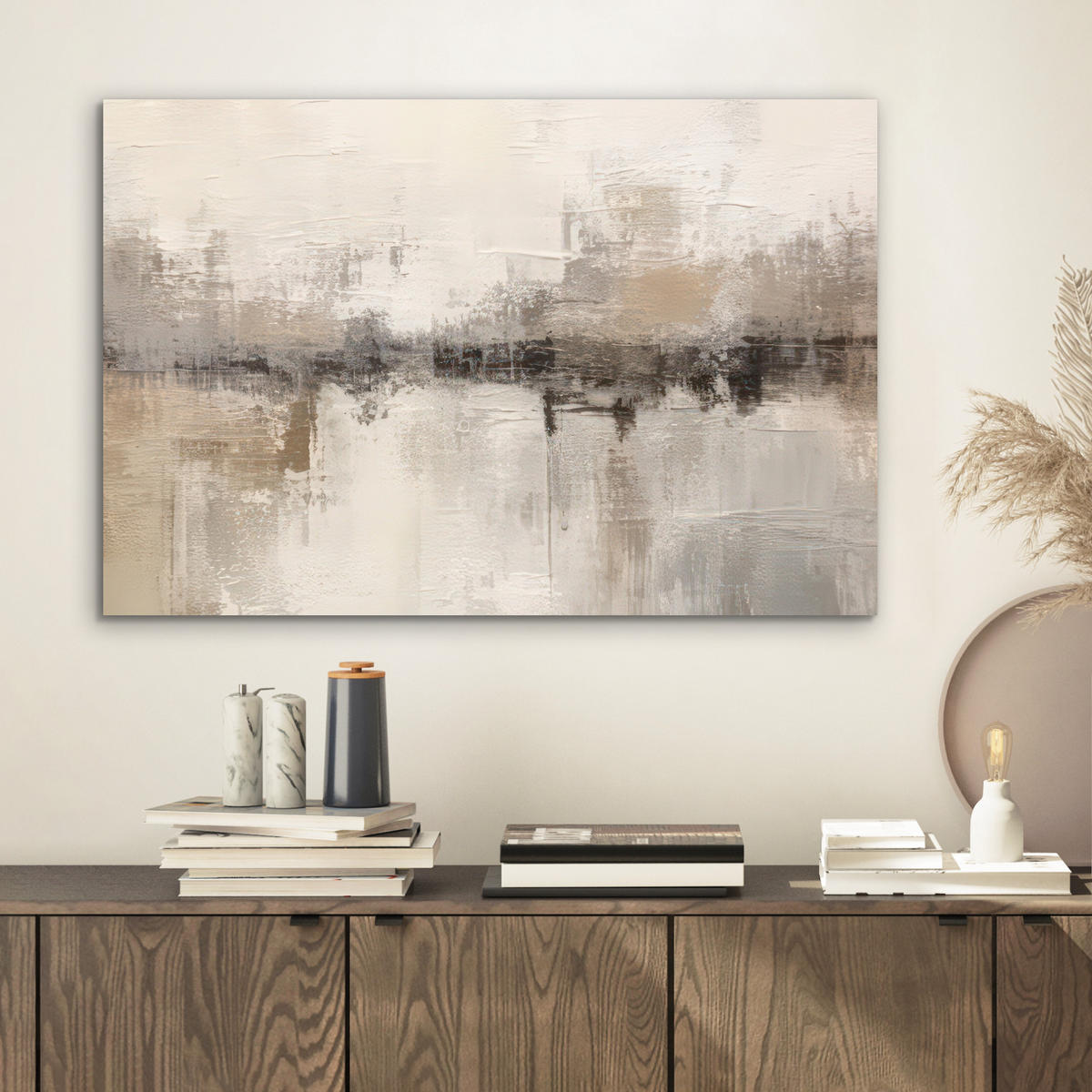 METALLBILD Moderne Kunst - Abstrakt - Beige 60x40 cm - Beige, Metall (60/40cm) - MuchoWow