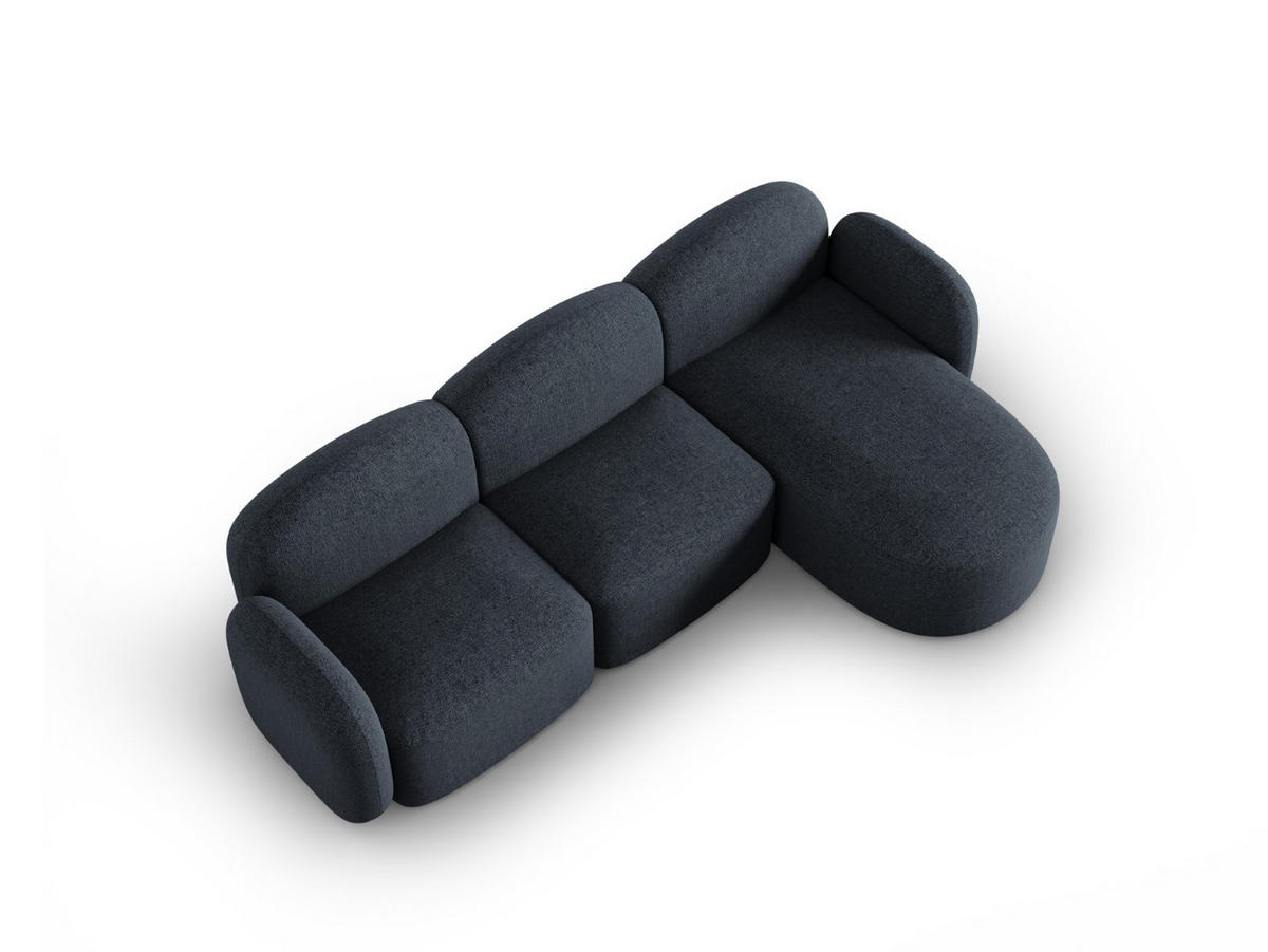 ECKSOFA rechts Blair aus Chenille-Stoff blau melange 4 Sitzplätze - Blau, Textil (155/272cm) - Micadoni