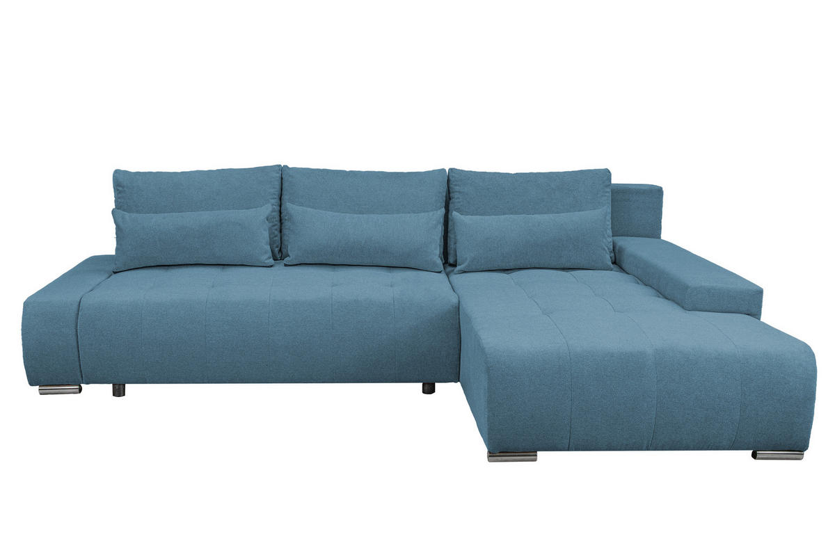ECKSOFA Bloom mit Bettkasten und Schlaffunktion L-Form - Blau, Textil (267/185cm)