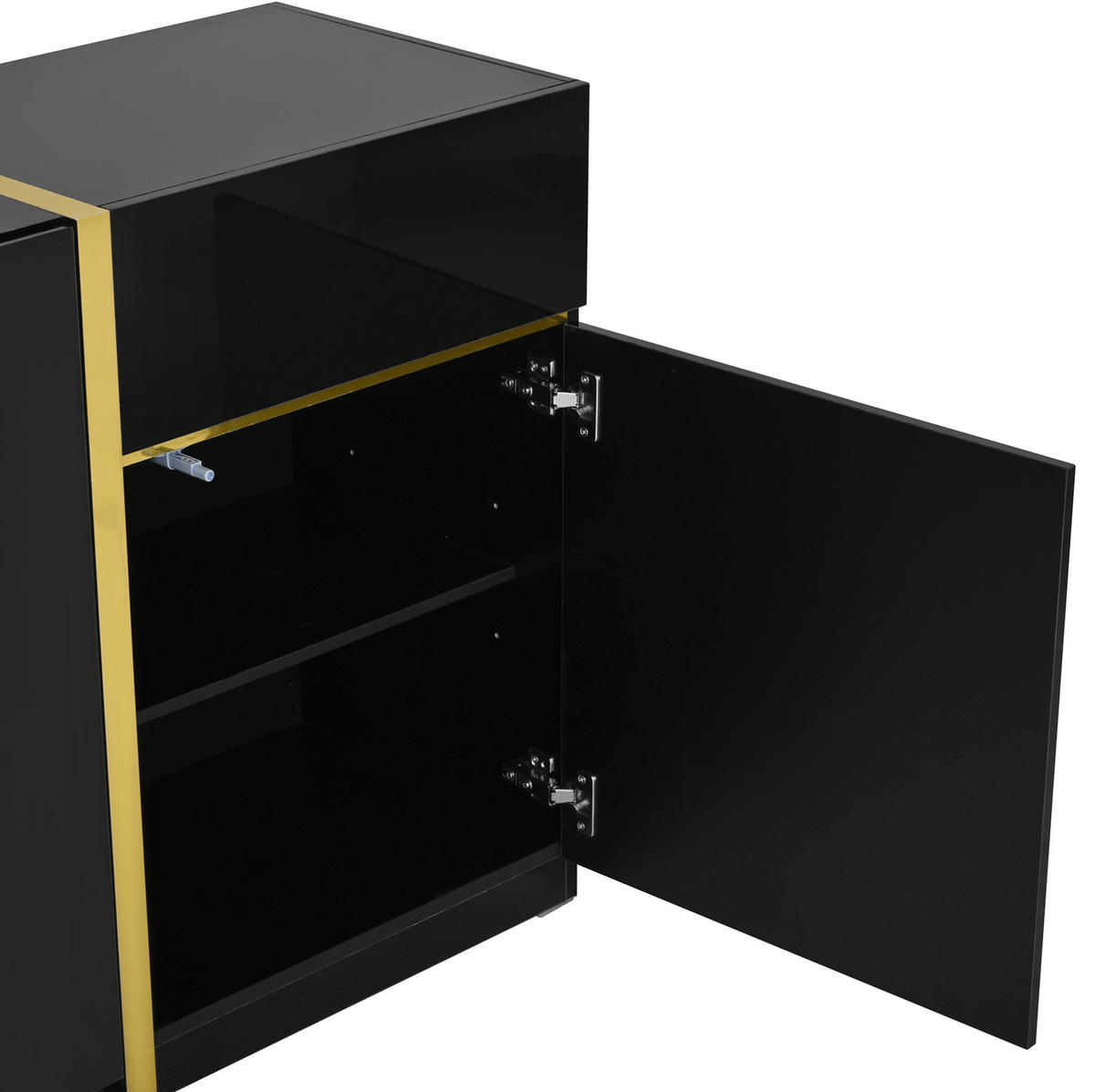 KOMMODE aus MDF & Spanplatte 160x40x78cm in Schwarz mit Hochglanz - Schwarz, Holzwerkstoff (160/78/40cm) - Modfu