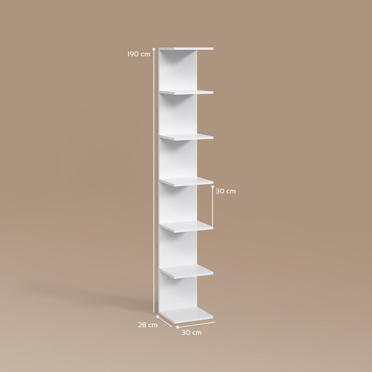 WANDREGAL Vesuvio Weiß 30 x 190 cm 2er Set - Weiß, Holzwerkstoff (30/190/28cm) - Livinity®