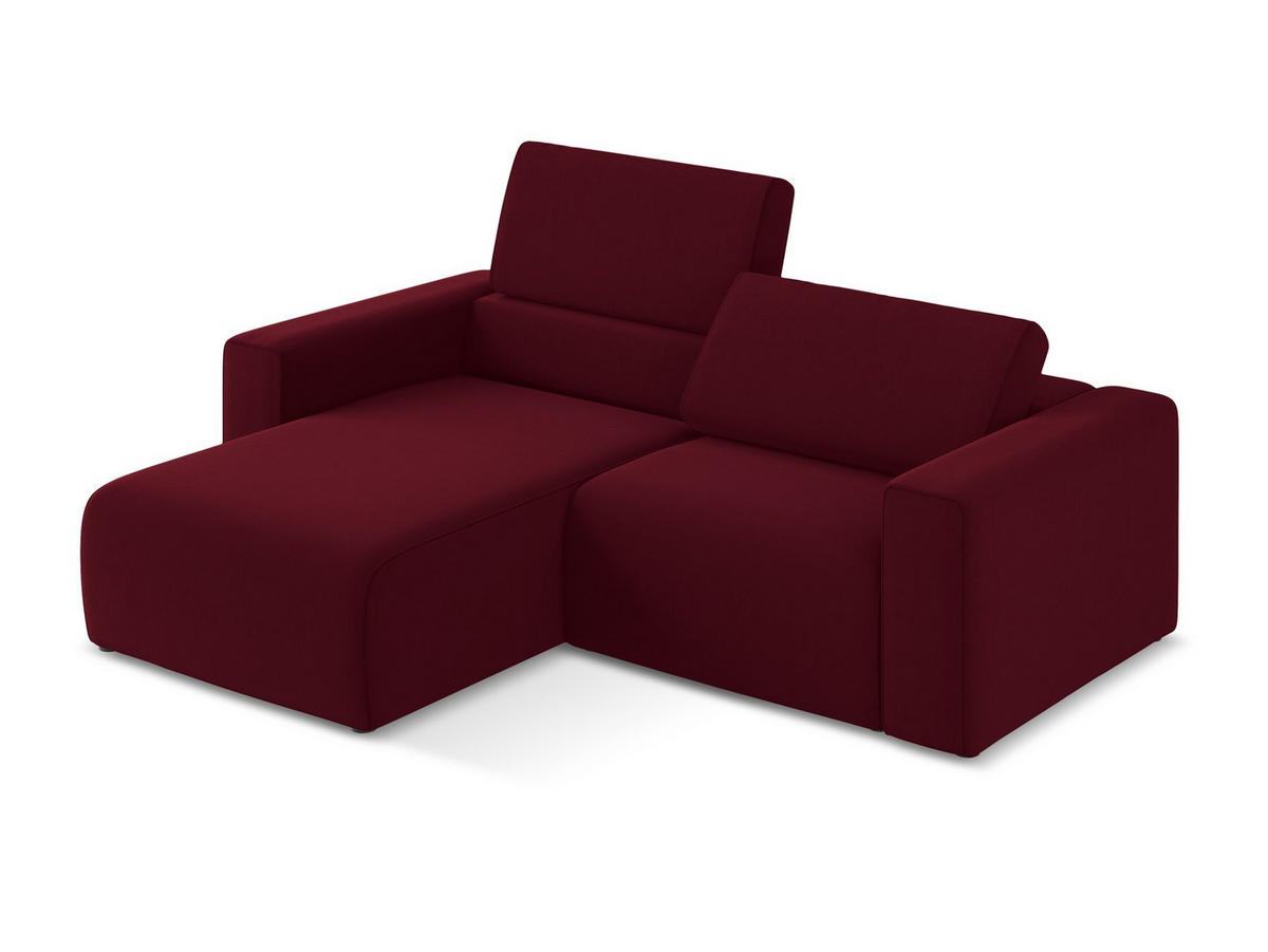 ECKSOFA Links Samt Stoff Rot - Bordeaux/Beige, Kunststoff/Textil (167/224cm) - Makamii