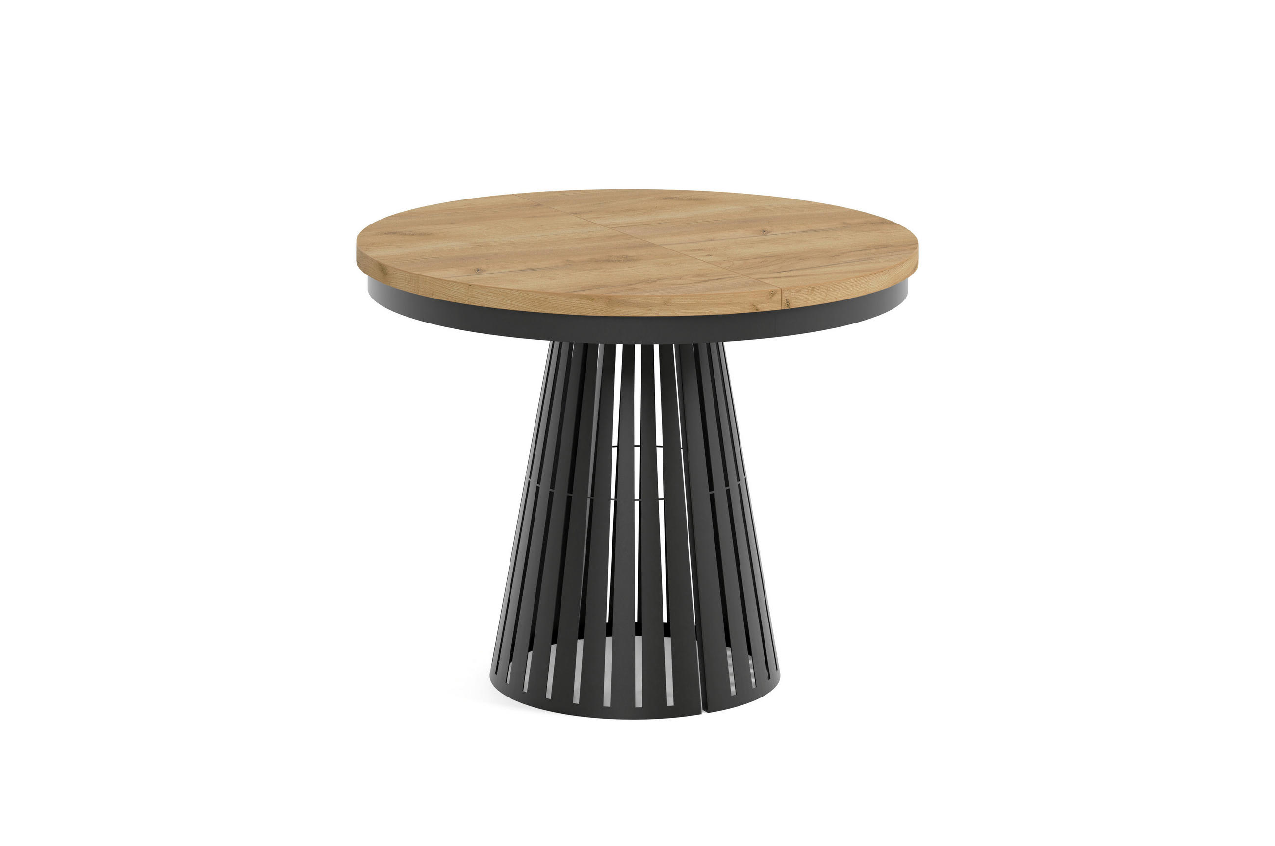 ESSTISCH Cone Bis - Honigeiche/Schwarz, Holzwerkstoff/Metall (100/100/76cm) - Meblini