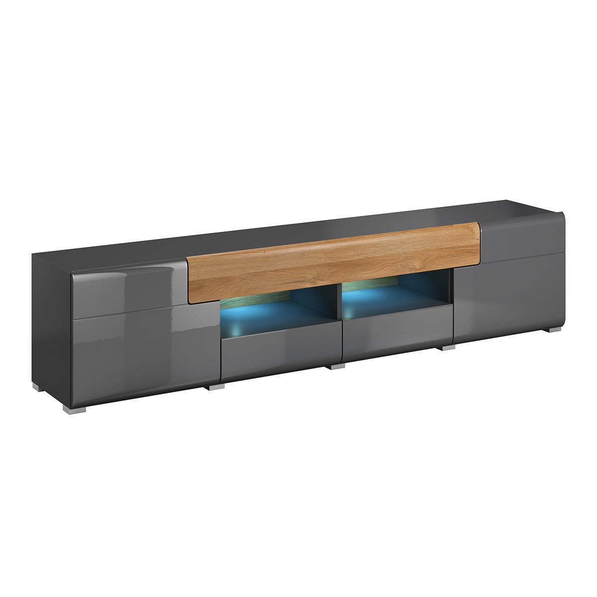 TV-MÖBEL Jules Grau und Holz - Grau, Holzwerkstoff (208/47/39cm) - Petits-meubles