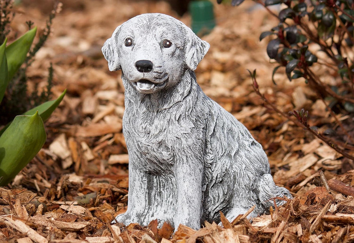 STEINFIGUR Retriever frostfest Steinguss massiv - Grau, Stein (12/20/17cm) - stoneandstyle
