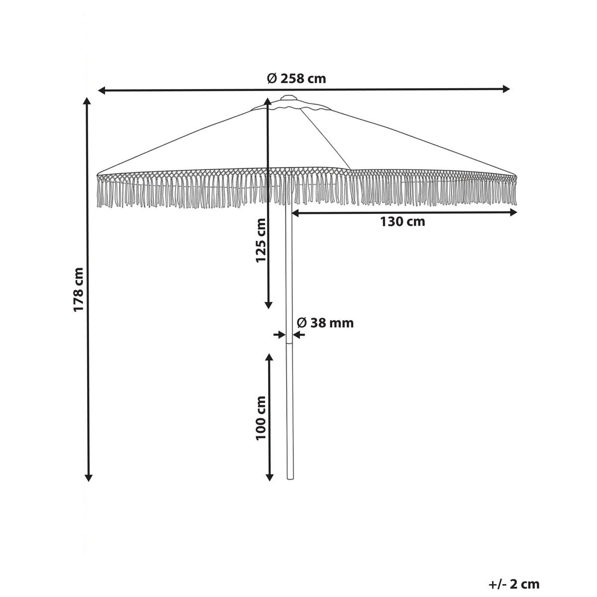 VELKÝ SLUNEČNÍK 258 cm Bílý Murasa - bílá/hnědá, textil (258/258cm) - Beliani