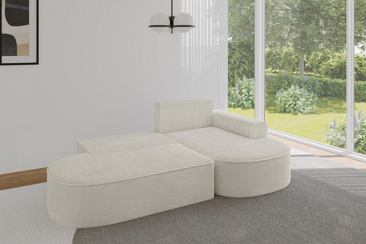 ECKSOFA mit Schlaffunktion und Bettkasten Ottomane Rechts MARI-L1-S - 283x167x85 cm Beige Cord - Schwarz/Cappuccino, Holzwerkstoff/Kunststoff (167/283cm) - ALTDECOR