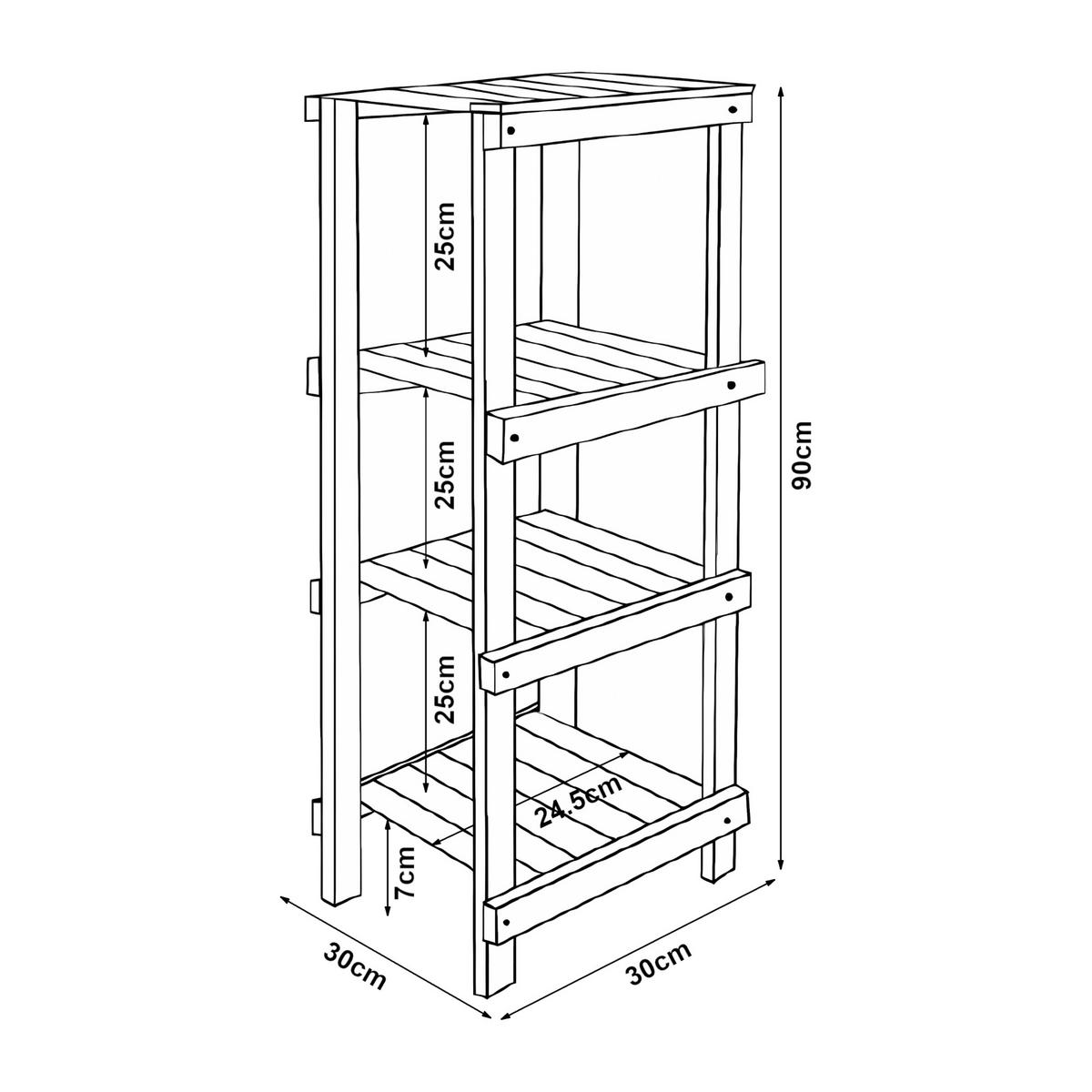 BADEZIMMERREGAL Kinnula - Dunkelbraun, Holz (30/90/30cm) - [en.casa]