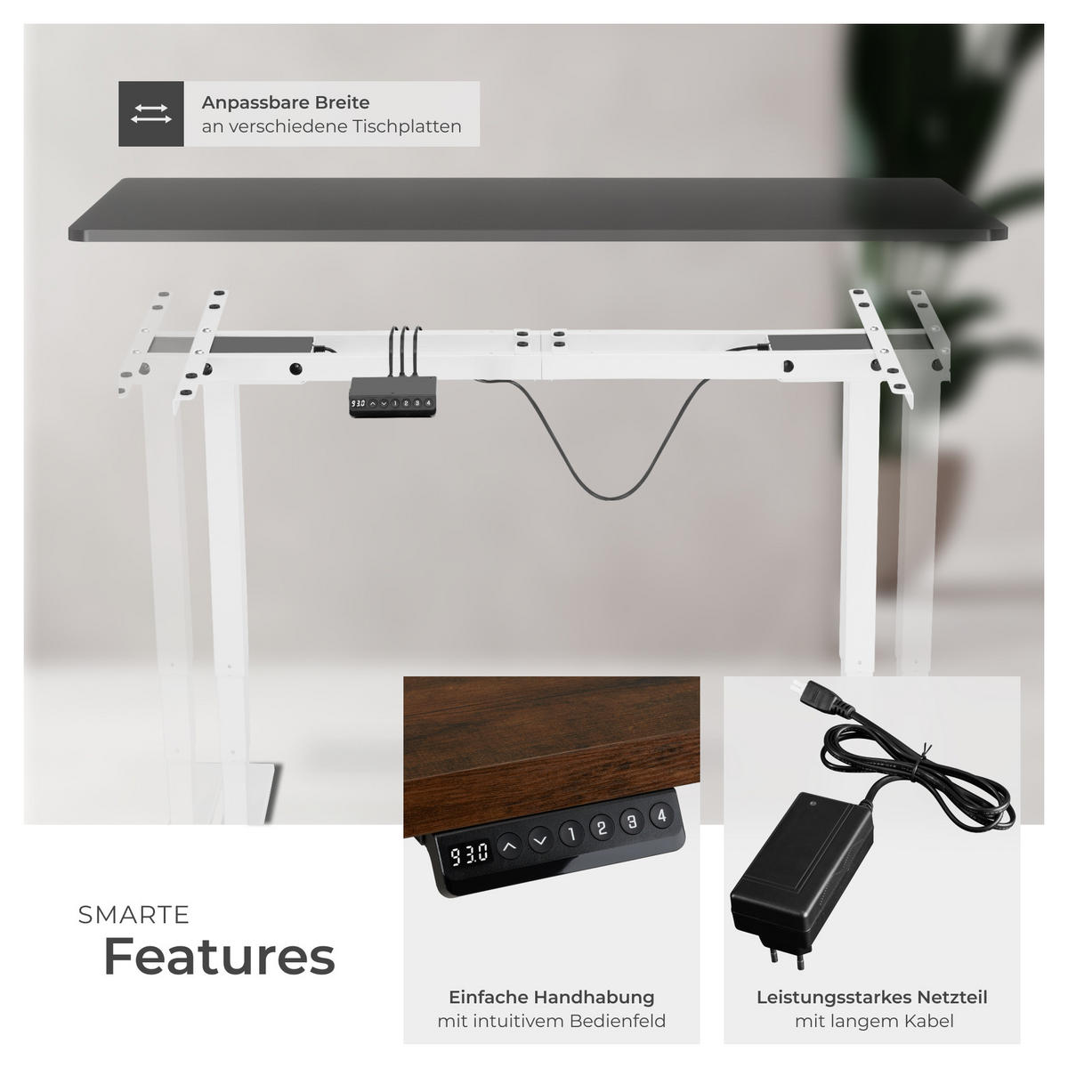 TISCHGESTELL Twain,110 - 168 x 60 x 60 - 125 cm,weiß - Weiß, Textil (60/168/125cm) - tectake