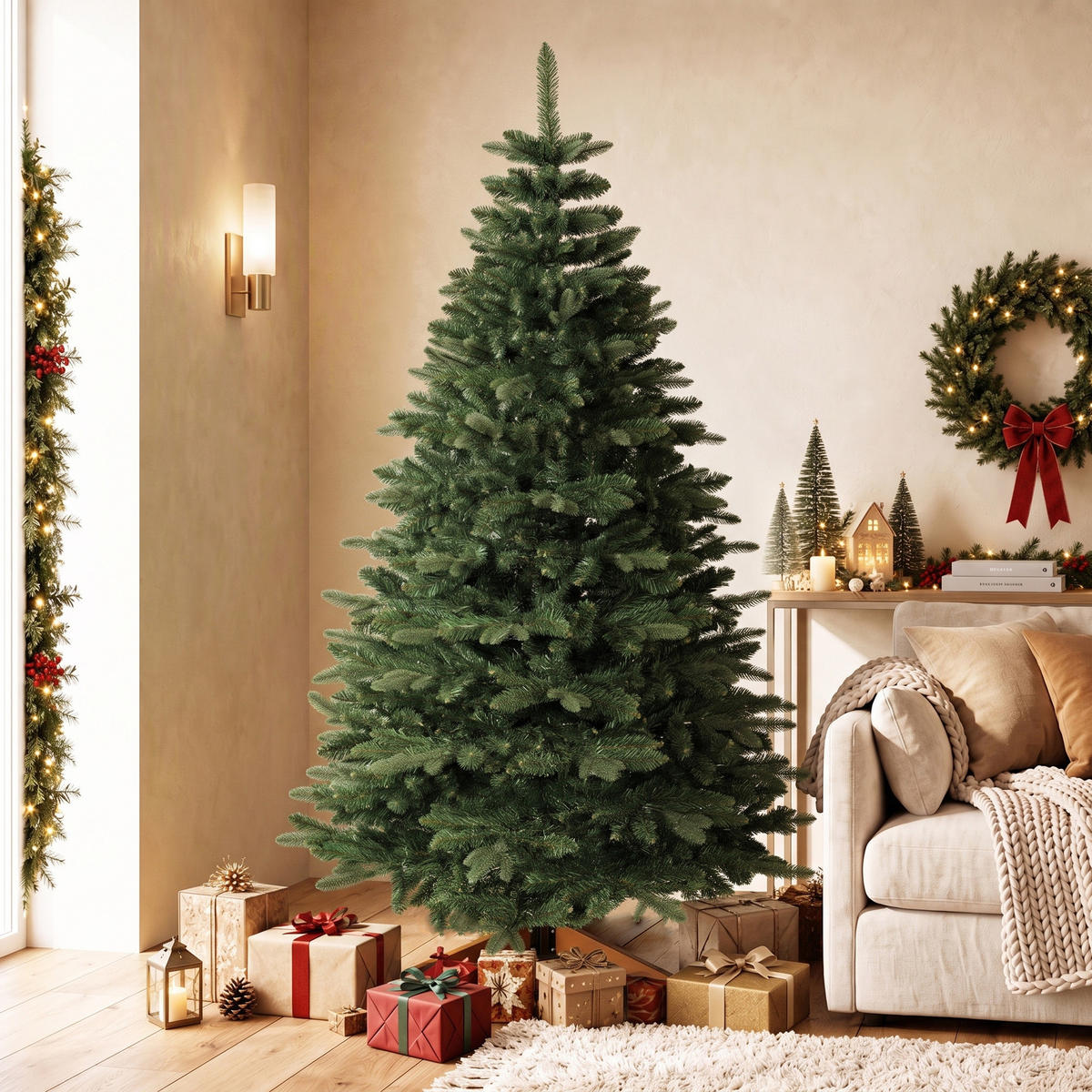 WEIHNACHTSBAUM PVC Stahl Grün - Grün, Kunststoff (180cm) - HOMCOM