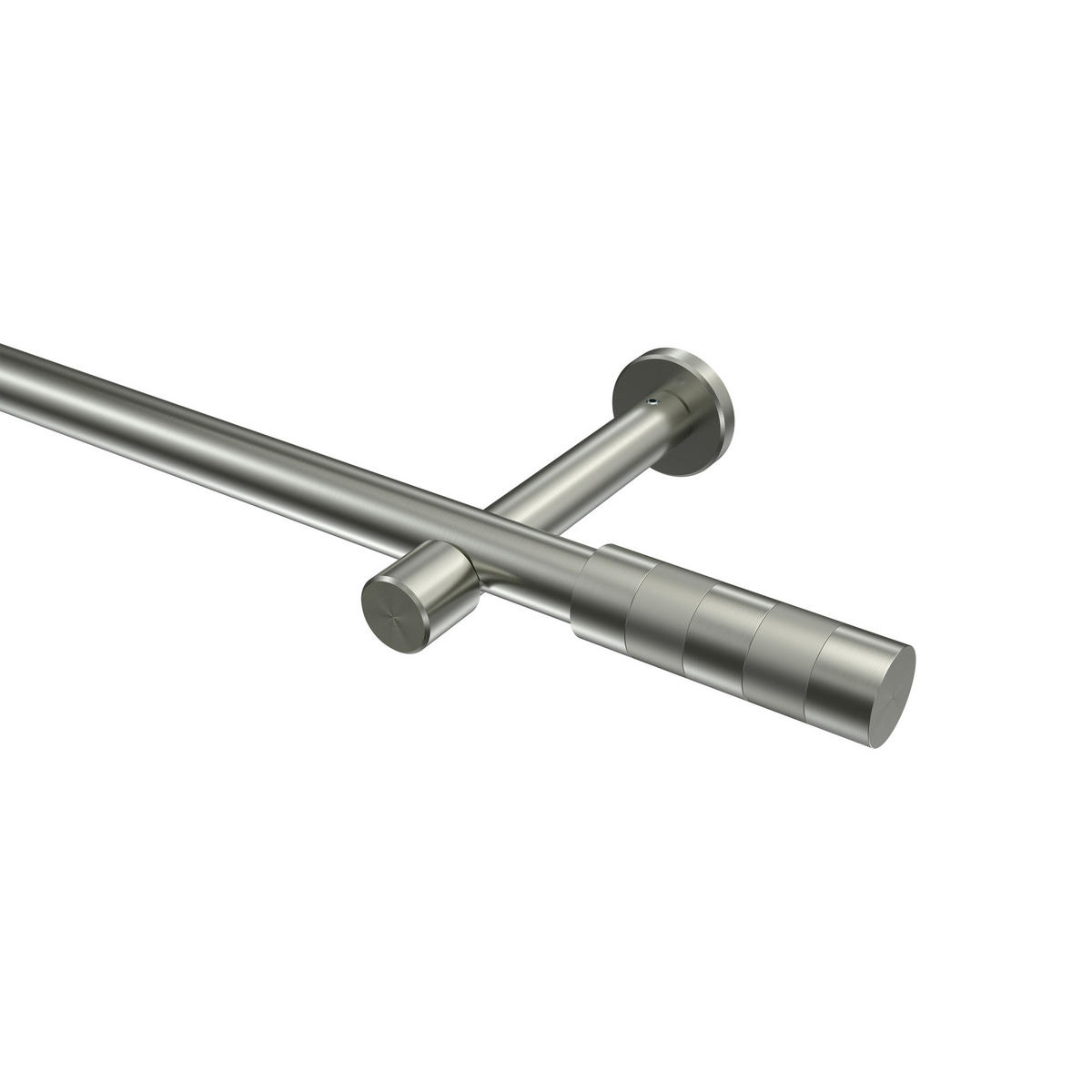 GARDINENSTANGE Prestige Mavell 600 cm (geteilt in 3 x 200 cm), 1-läufig (ohne Ringe), 20 mm Ø Edelstahl-Optik - Edelstahlfarben/Silberfarben, Metall (600cm) - INTERDECO