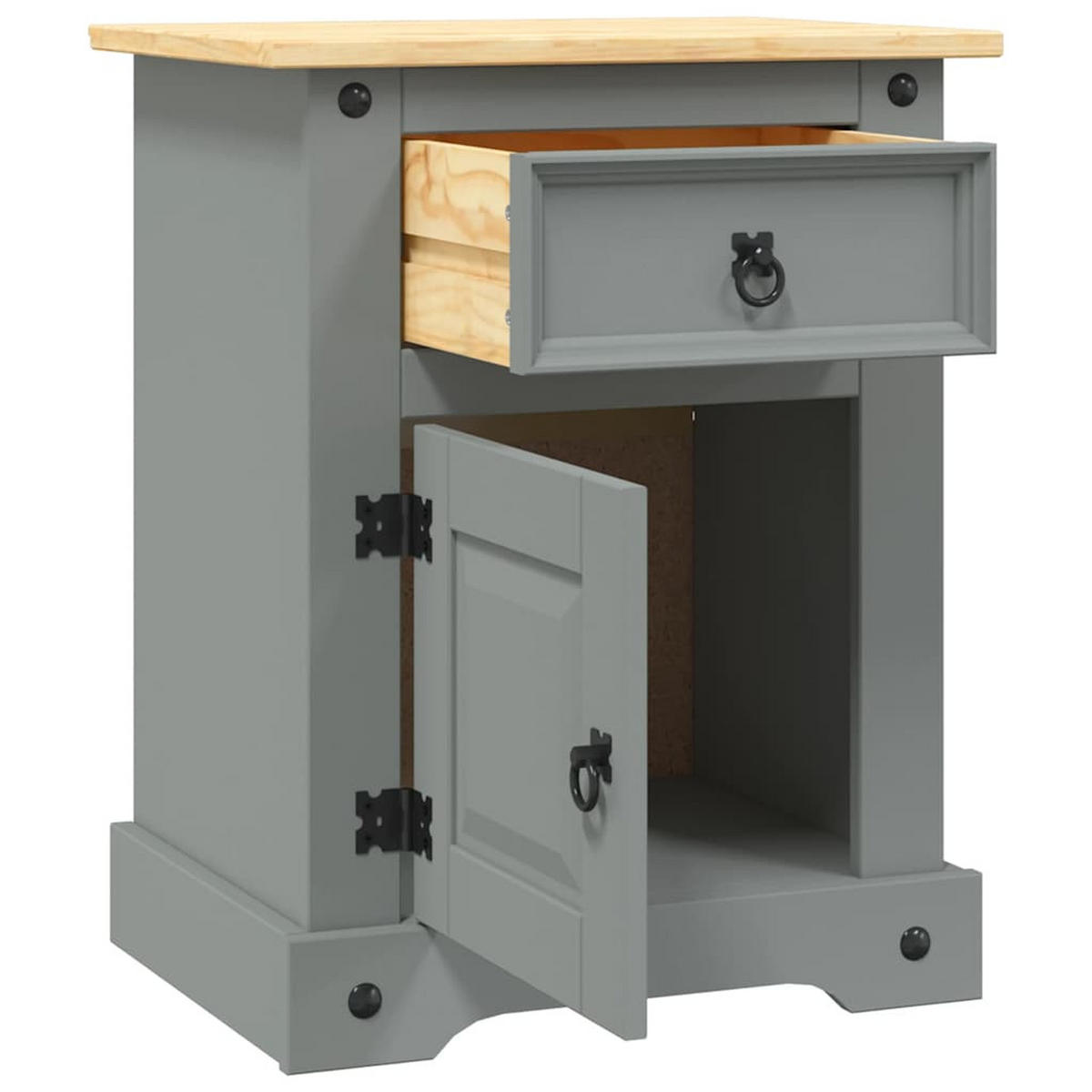 NACHTTISCH Im Mexiko-Stil Corona Kiefernholz Grau 53/39/67 Cm - Grau, Holz (53/67/39cm) - vidaXL