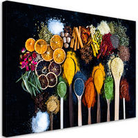 BILD AUF LEINWAND Kräuter Gewürze für die Küche 90x60cm - Multicolor, Textil (90/60cm) - Feeby