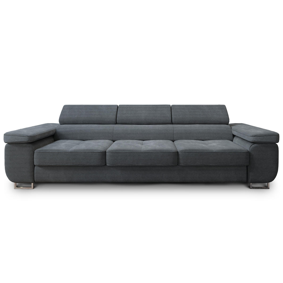 BETTSOFA MOSINE Grau Kordstoff mit Schlaffunktion - Grau, Textil (281/87/98cm) - MASSENO