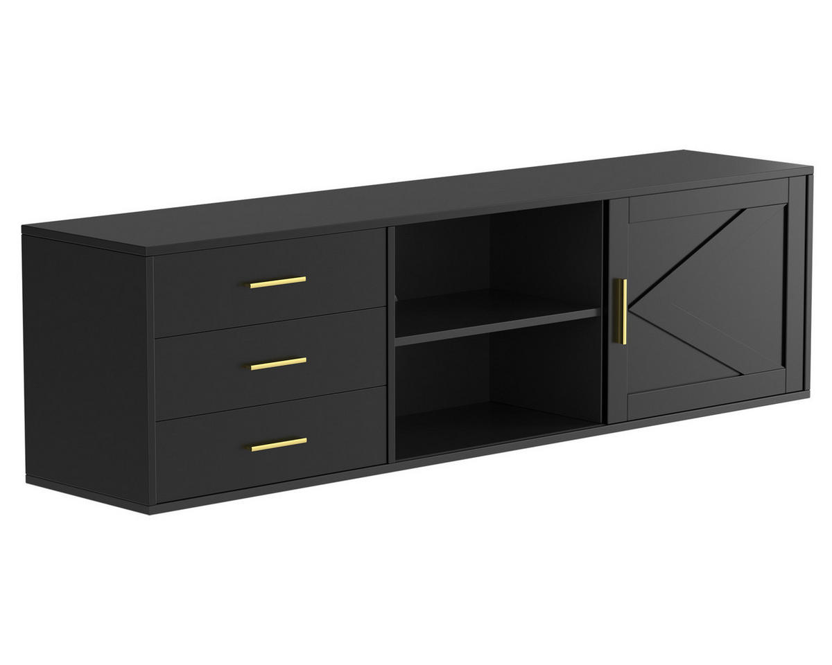 TV-SCHRANK in 160/45/35 cm - Schwarz, Holzwerkstoff (160/45/35cm) - HOMAVO