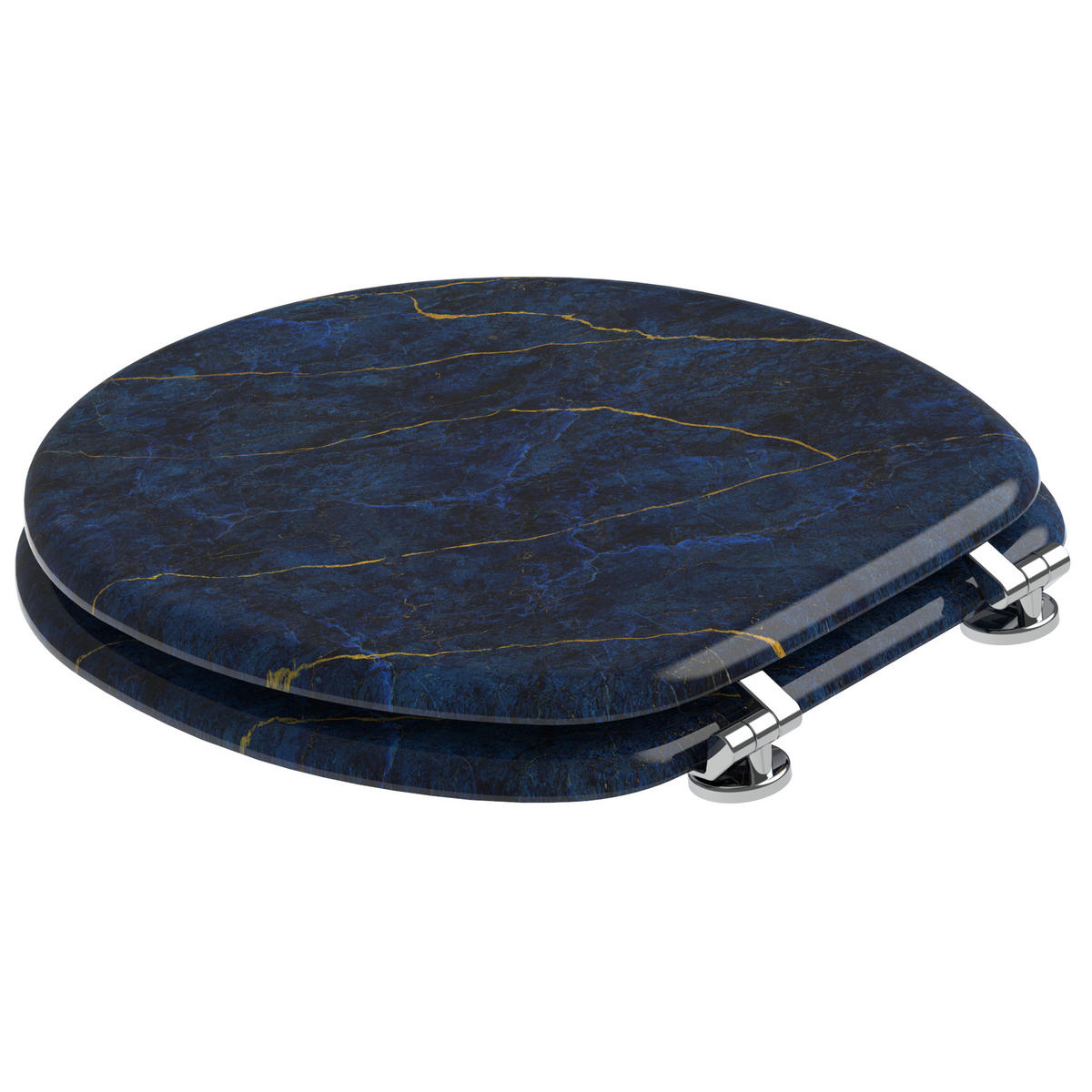 WC-SITZ Marmor Darkblue - Blau, Holzwerkstoff (38/6/47cm) - Sanilo