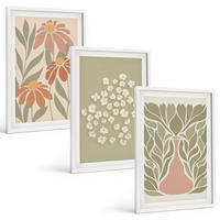 BILDER SET 3er Set - 40x60 cm Weißer Rahmen - Florale Boho-Muster - Weiß, Kunststoff (40/60cm) - TULUP