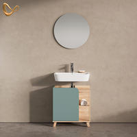 BADMÖBEL-SET Marano Blau-Grau 2 Teile - Blaugrau/Sonoma Eiche, Holzwerkstoff (35/65/60cm) - Livinity®
