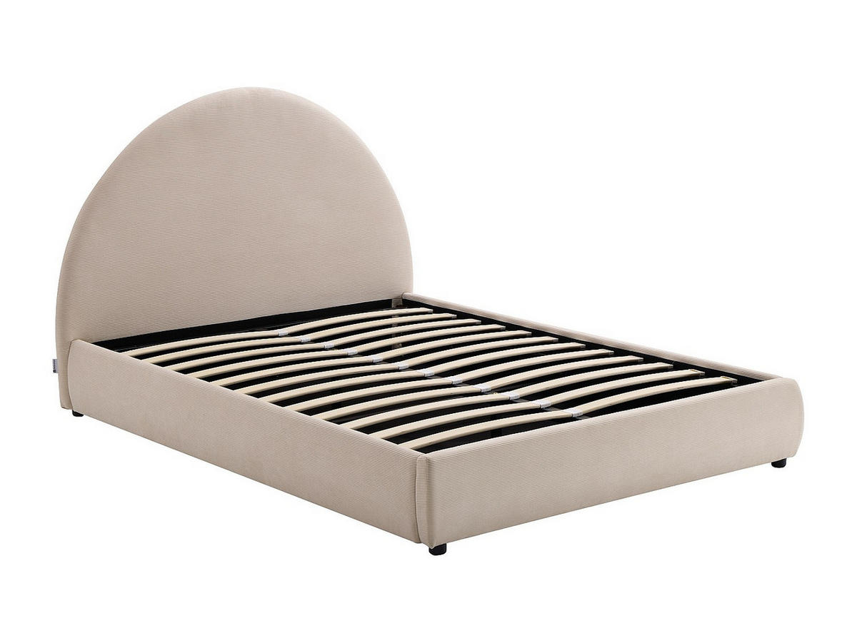BETT mit Bettkasten - 2 Personen - samt - cremefarben Lirimo - Creme, Textil (140/200cm) - Vente-Unique