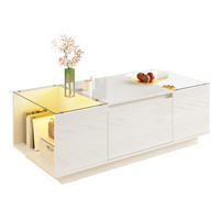 COUCHTISCH aus Spanplatte 105x50x35 cm in Weiß mit LED-Beleuchtung - Weiß, Holzwerkstoff (105/50/35cm) - Modfu
