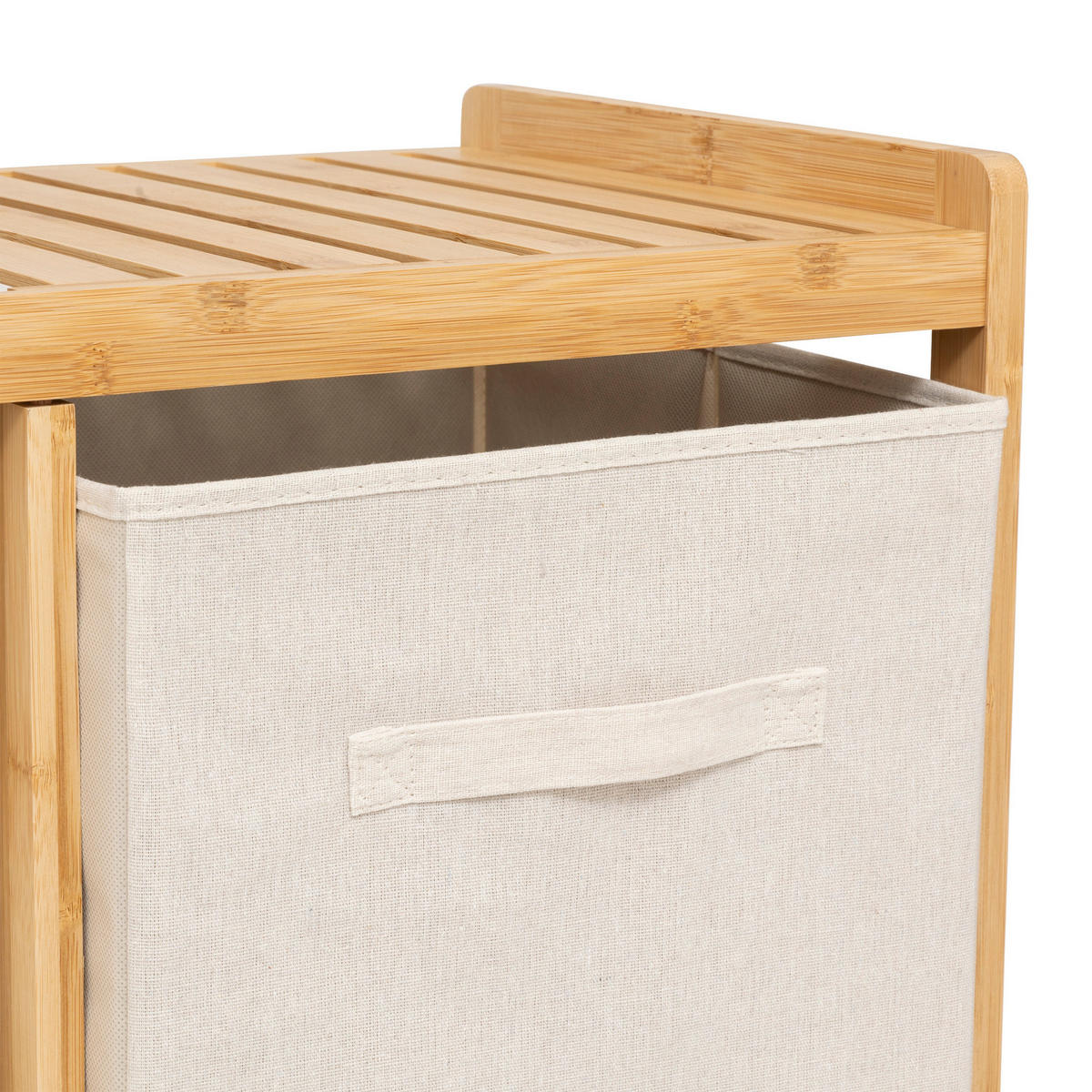BAMBUSREGAL mit Wäschekorb und Behältern Tidy Box 66/33,3/78,5 cm - Beige, Naturmaterialien (33.3/78.5/66cm) - 5five Simply Smart