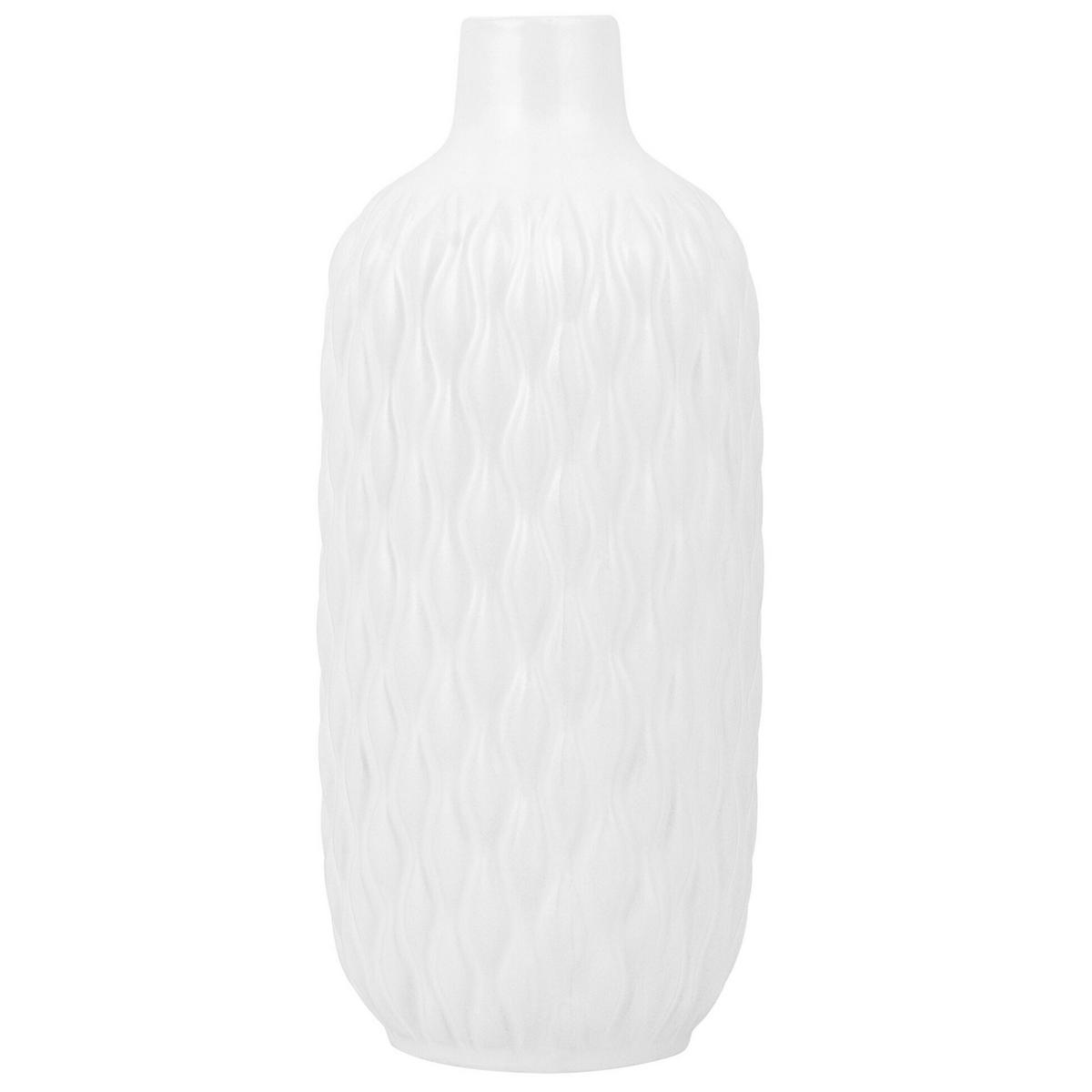 DEKOVASE Steinzeug weiß Emar - Weiß, Stein (31cm) - Beliani