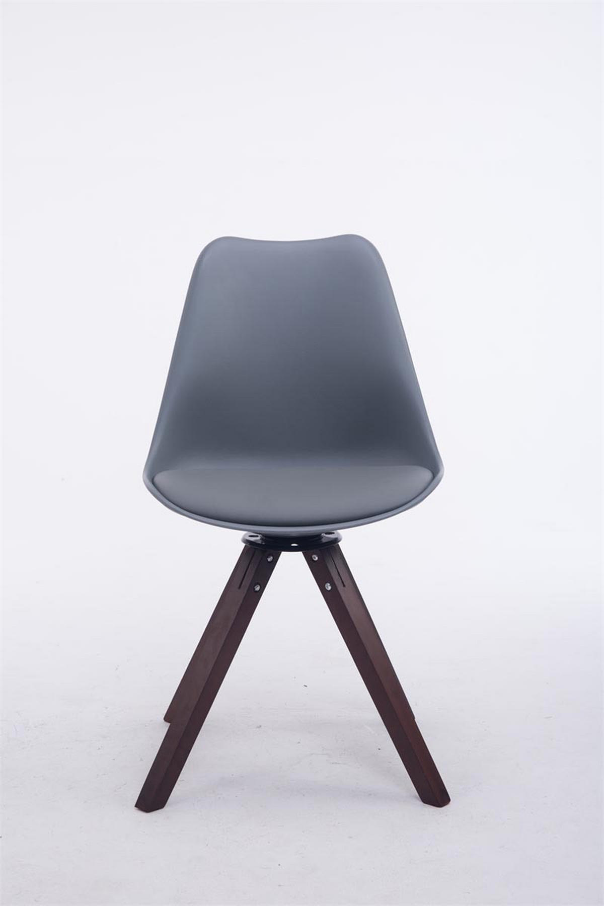 DREHSTUHL Lederlook grau - Walnussfarben/Grau, Holz/Textil (48/84/56cm) - CLP