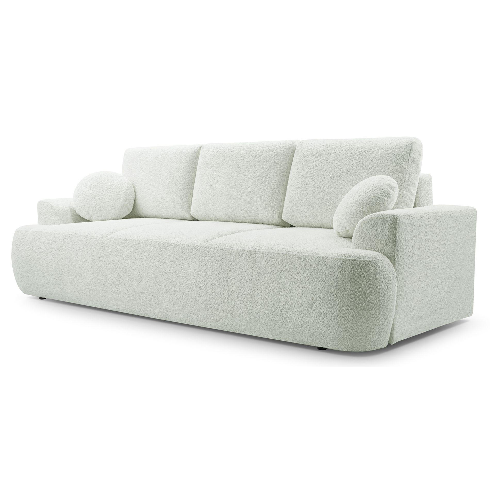 3-SITZER SOFA Barletto Creme Bouclé - Creme/Schwarz, Holz/Textil (248/94/110cm) - Selsey