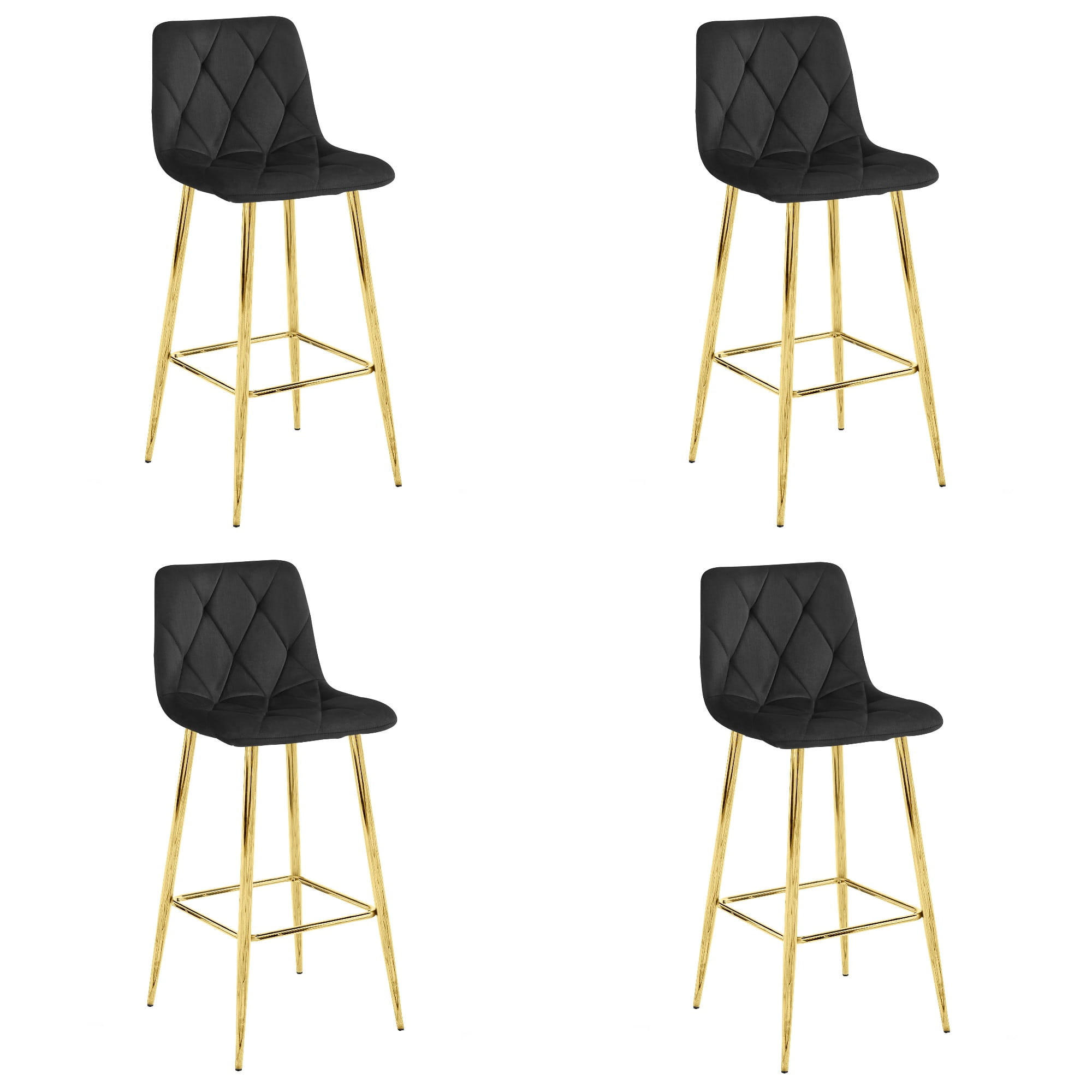 BARHOCKER 4-er Set KODA schwarzer Sitz, Goldbasis - Schwarz, Textil (43.5/104/32.5cm) - Valora