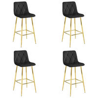 BARHOCKER 4-er Set KODA schwarzer Sitz, Goldbasis - Schwarz, Textil (43.5/104/32.5cm) - Valora