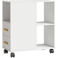 BÜCHERREGAL 60/30/65 cm mit 2 Schubladen, Rollen und verstellbarem Boden in Weiß - Weiß, Holz (60/65/30cm) - BEAOK