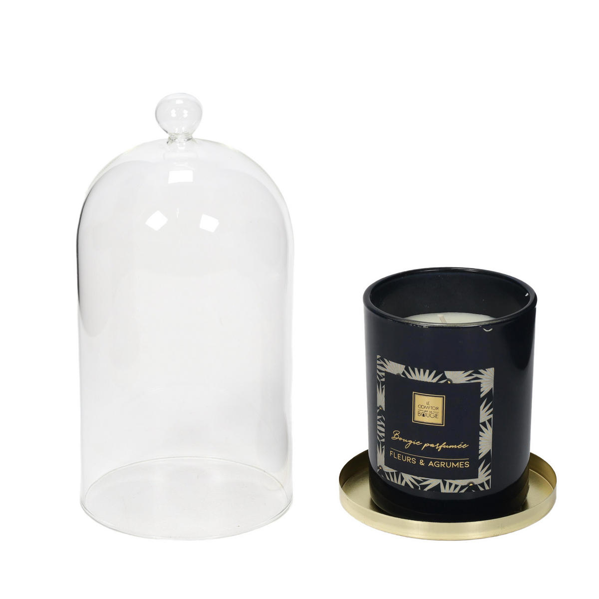 DUFTKERZE mit Glaskuppel Feel 10/10/20 cm - Dunkelblau, Paraffin (10/20cm) - Atmosphera Createur d´interieur
