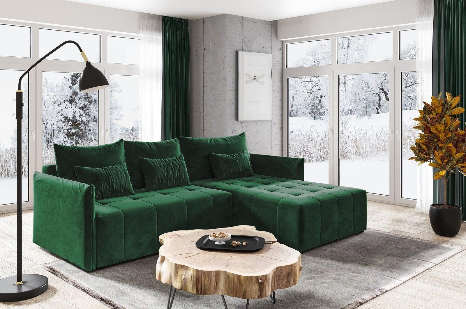 ECKSOFA Leno L - Grün, Holz/Textil (260/180cm) - Sofnet