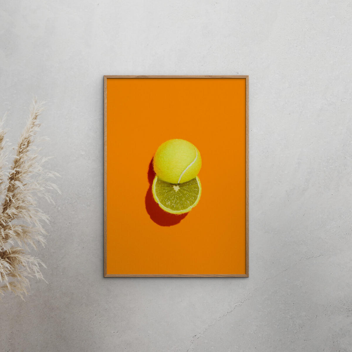 POSTER mit Rahmen Supermercat - Slice of lime - Eichefarben/Orange, Holz/Papier (70/100cm) - Poster&Frame