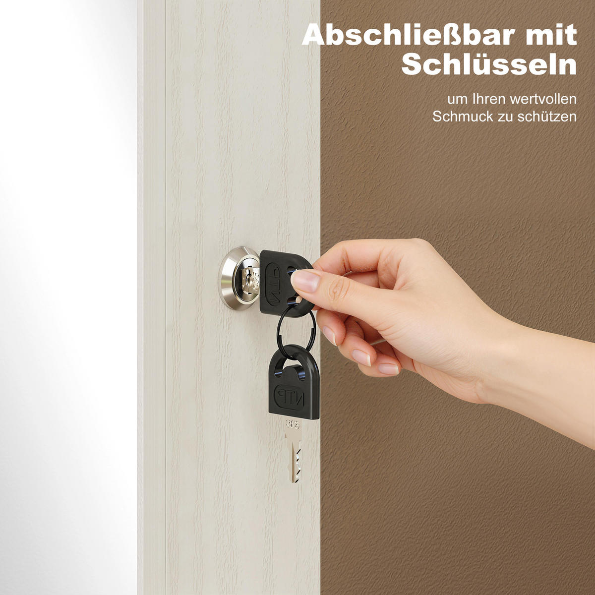 SCHMUCKSCHRANK MDF Glasspiegel Cremeweiß - Weiß, Holzwerkstoff (10/120/37cm) - HOMCOM