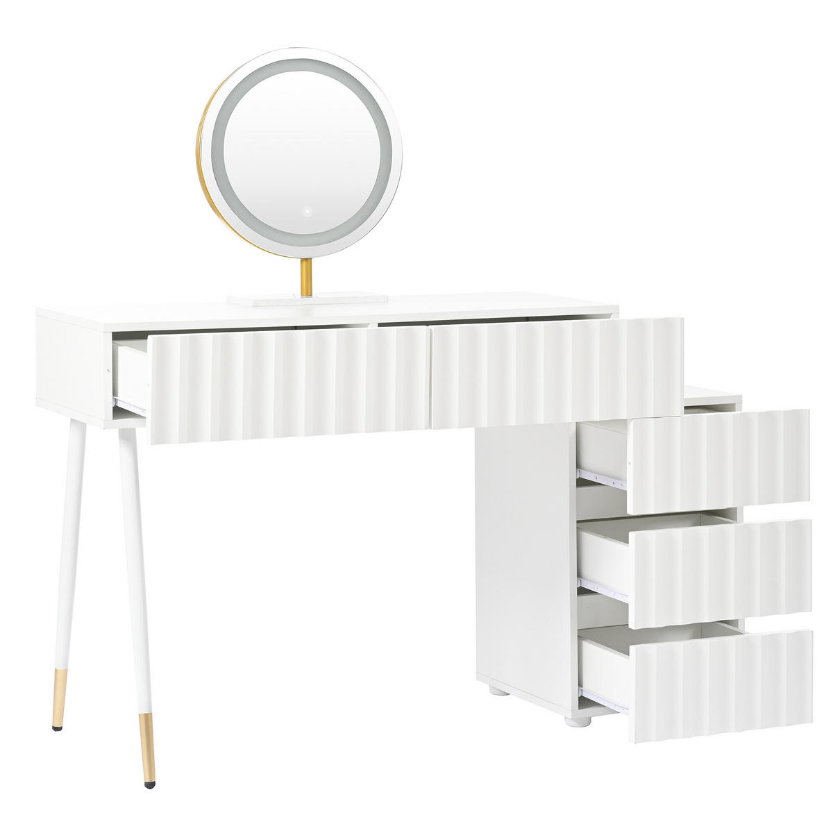 SCHMINKTISCH mit LED-Spiegel und Schubladen Weiß - Weiß, Holzwerkstoff (40/127/100cm) - Urban Meuble