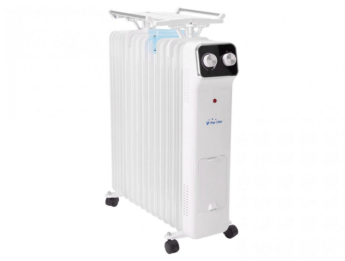 ÖLRADIATOR Weiß mit Rollen und 3 Leistungsstufen 2800 W - Weiß, Metall (46/77/15cm) - Purline