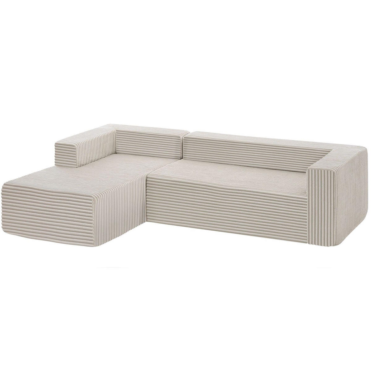 SOFA Relax, keine Montage, 250 cm Breite, Samtcord beige - Beige, Kunststoff/Textil (250/162cm) - tectake